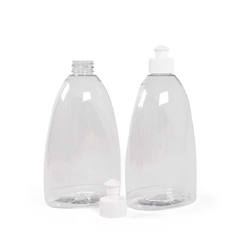 Botella de plástico transparente para jabón, 500 ml, push-pull blanco
