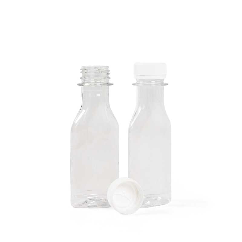 Frasco plano de plástico transparente, tapón blanco, 50 ml