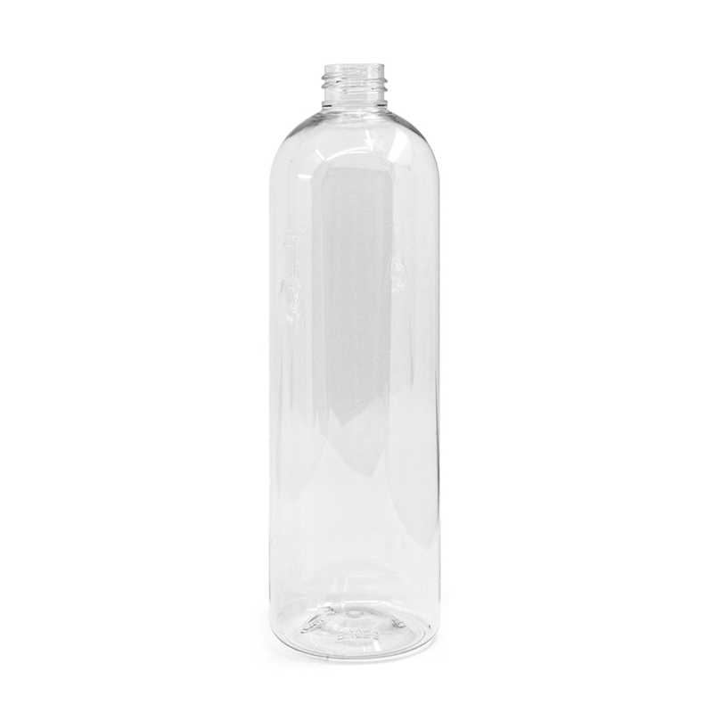 Botella de plástico transparente redondeada, 500 ml, 24/410