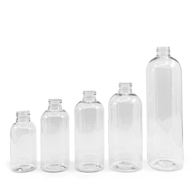 Botella de plástico transparente redonda, 24/410, 100 ml, sin cierre, 112 uds