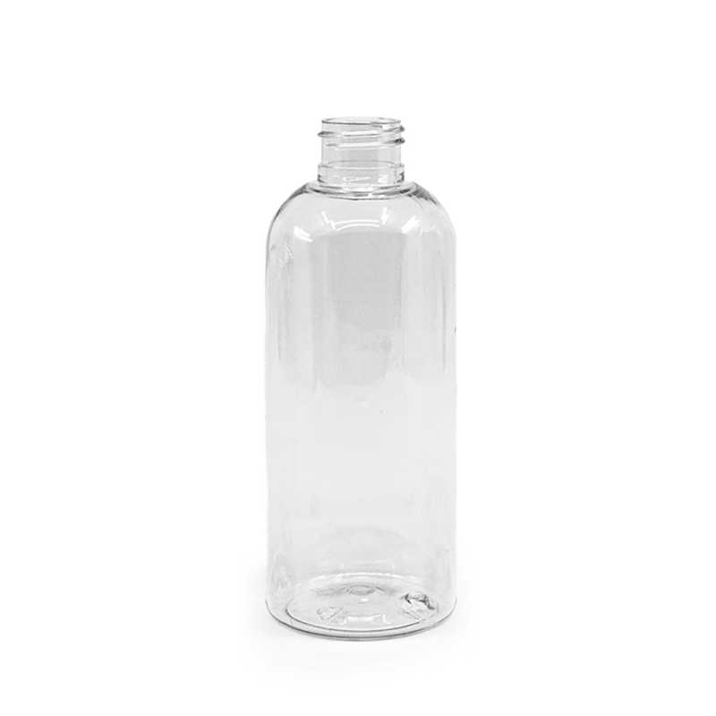 Botella de plástico transparente redonda, 24/410, 200 ml, sin cierre