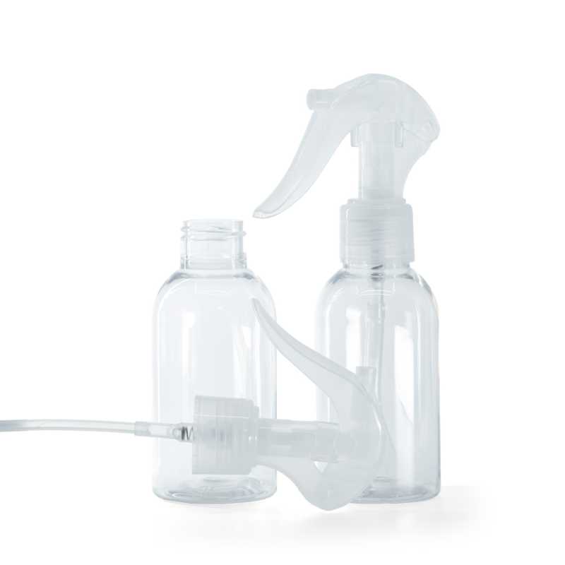 Frasco de plástico transparente, redondo, pulverizador de gatillo transparente, 100 ml