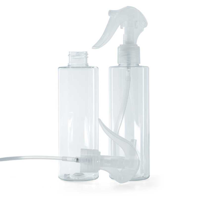 Botella de plástico transparente, pulverizador de gatillo transparente, 200 ml