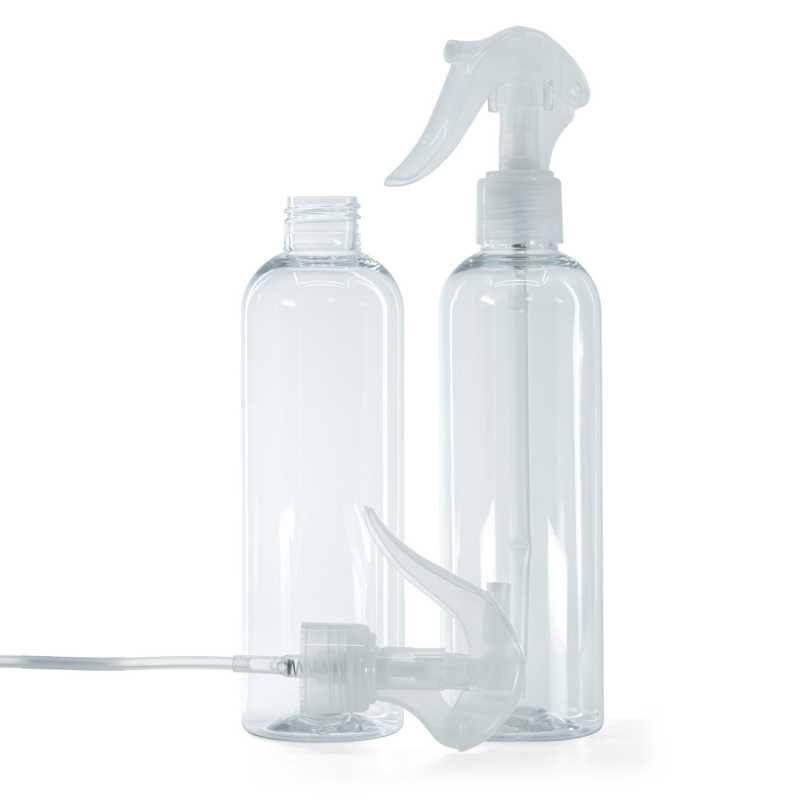 Botella de plástico transparente, pulverizador de gatillo transparente, 250 ml
