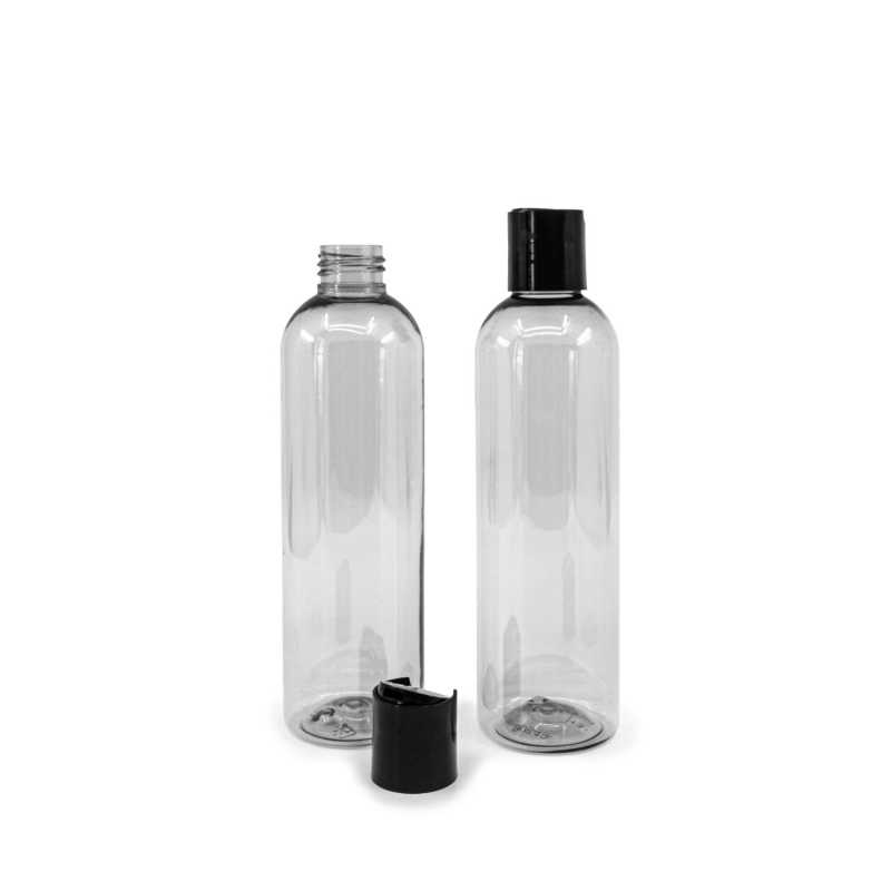 Botella de plástico reciclado, tapón disc-top negro, 250 ml