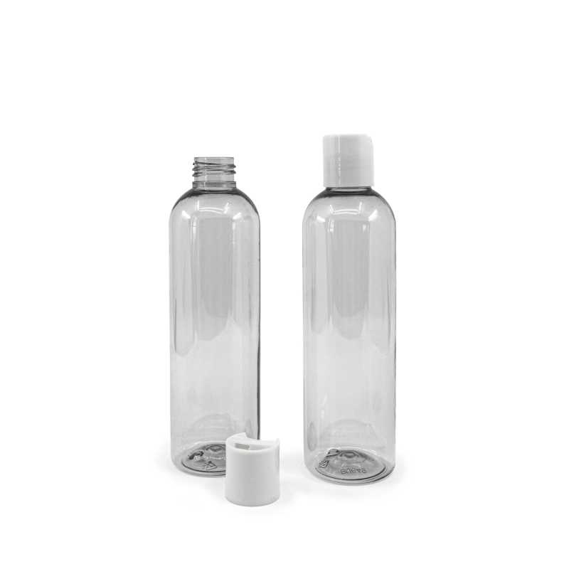Botella de plástico reciclado, tapón disc-top blanco, 250 ml