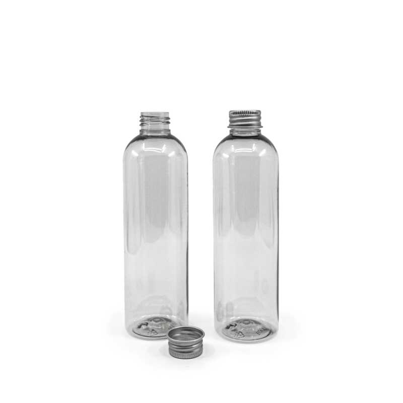 Botella de plástico reciclado, tapón de aluminio, 250 ml