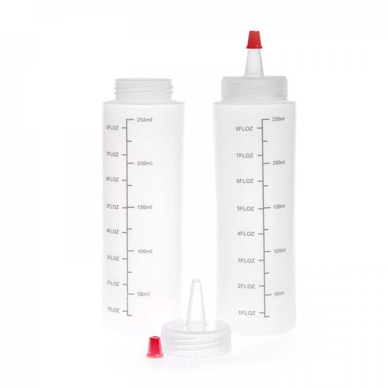 Botella de plástico con medidor, 250 ml