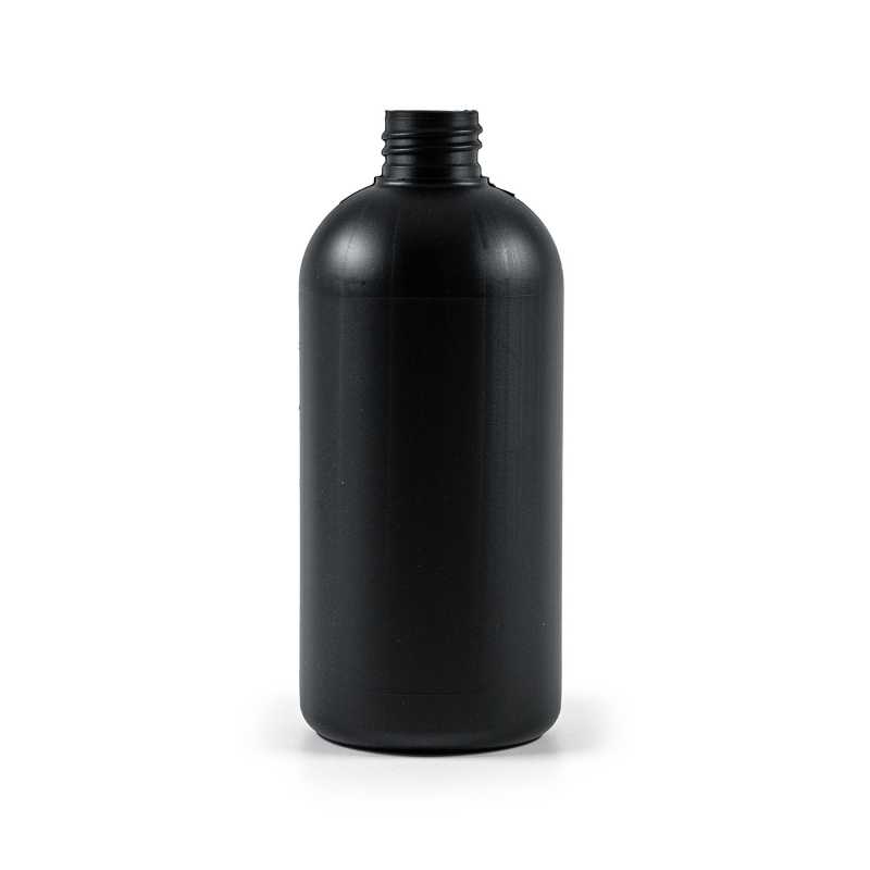 Botella de plástico HDPE negra 28/410, 500 ml