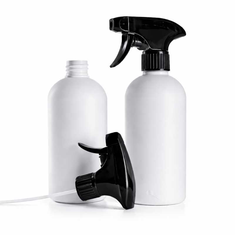 Botella de plástico HDPE, pulverizador negro, 500 ml