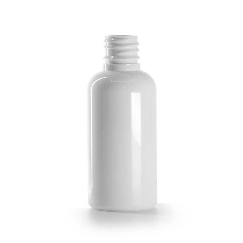Botella plástica, blanca, 50 ml