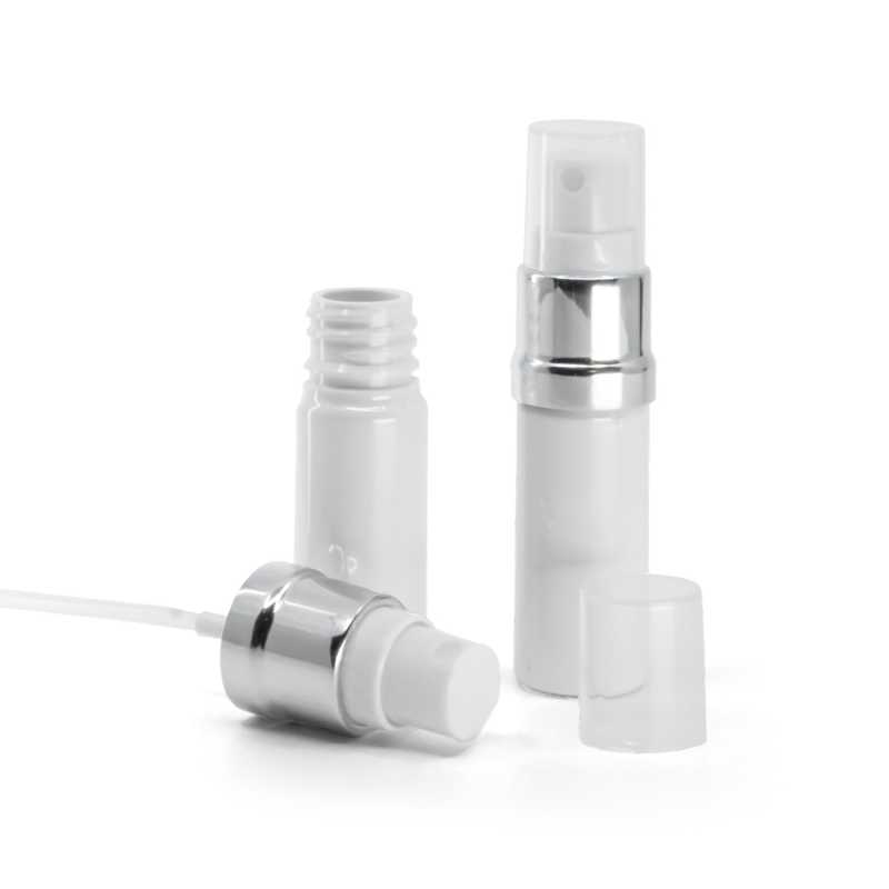 Botella de plástico, blanca, pulverizador, blanco plateado, 10 ml