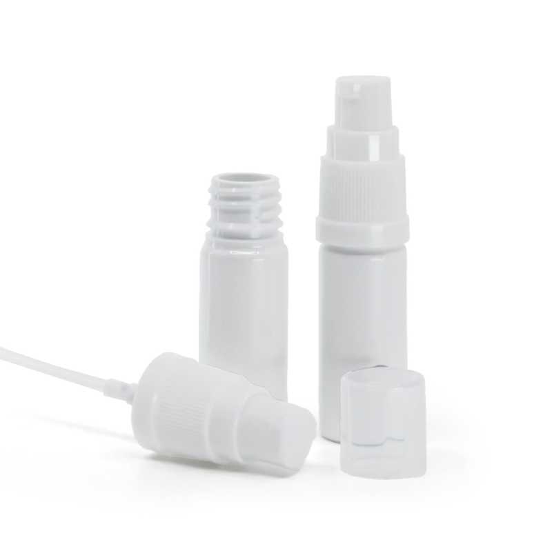 Botella de plástico, blanca, dispensador, 10 ml
