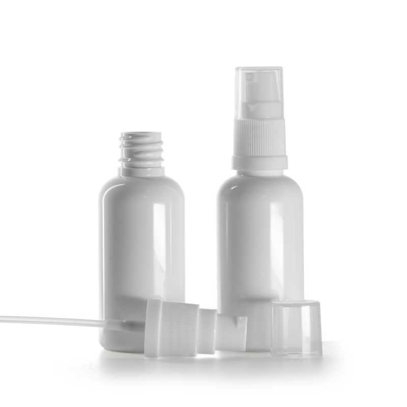 Botella de plástico, blanca, dispensador de loción blanco, 50 ml