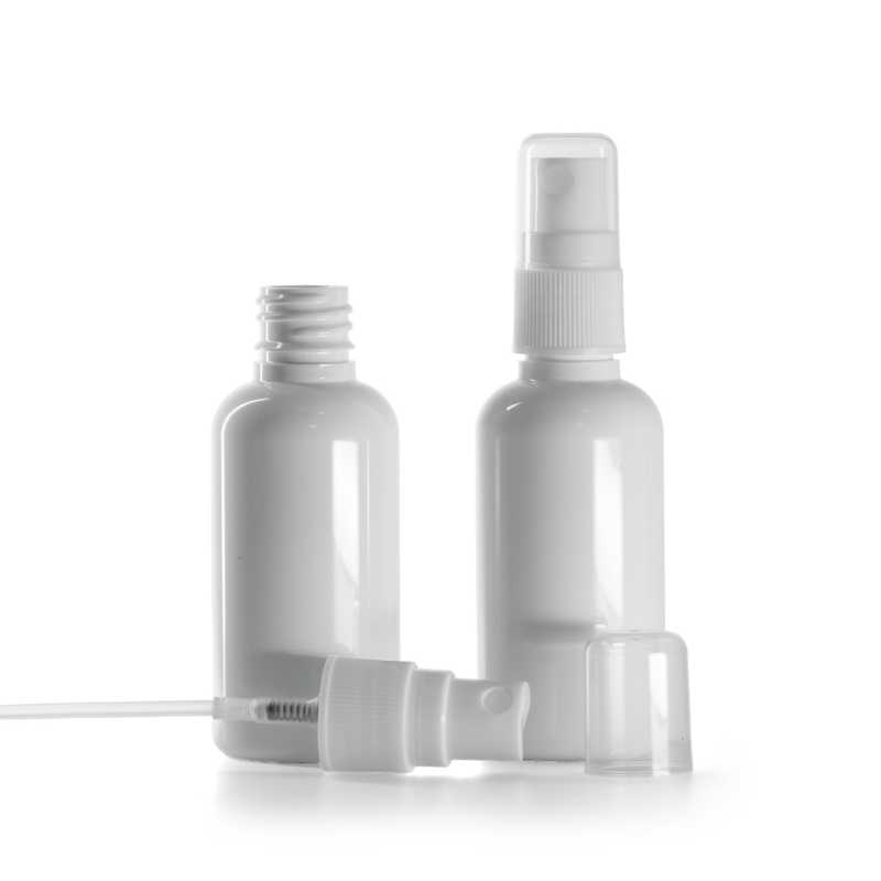 Botella de plástico, spray bruma fina, blanco, 50 ml