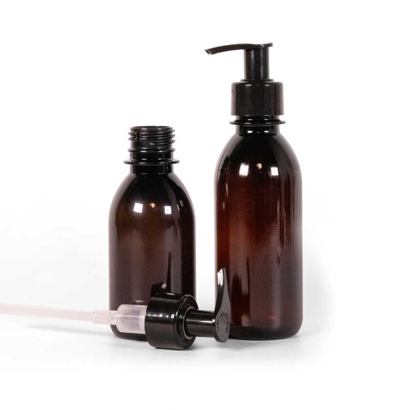 Botella de plástico, dispensador negro liso, 150 ml