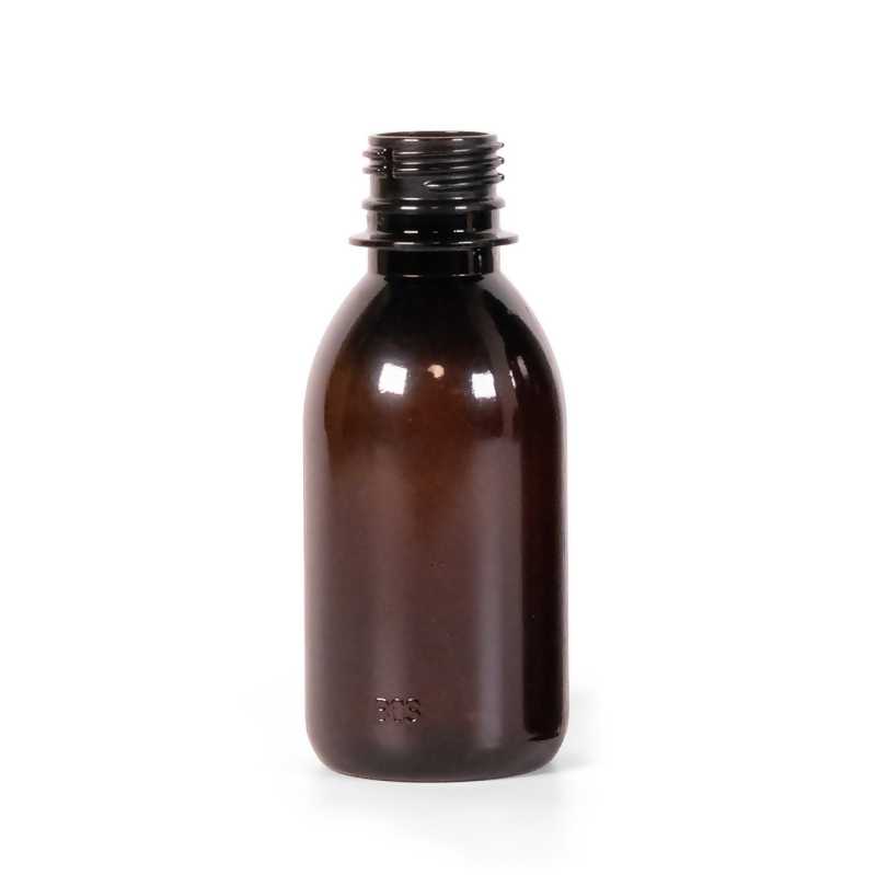 Frasco de plástico marrón, 28/410, 150 ml