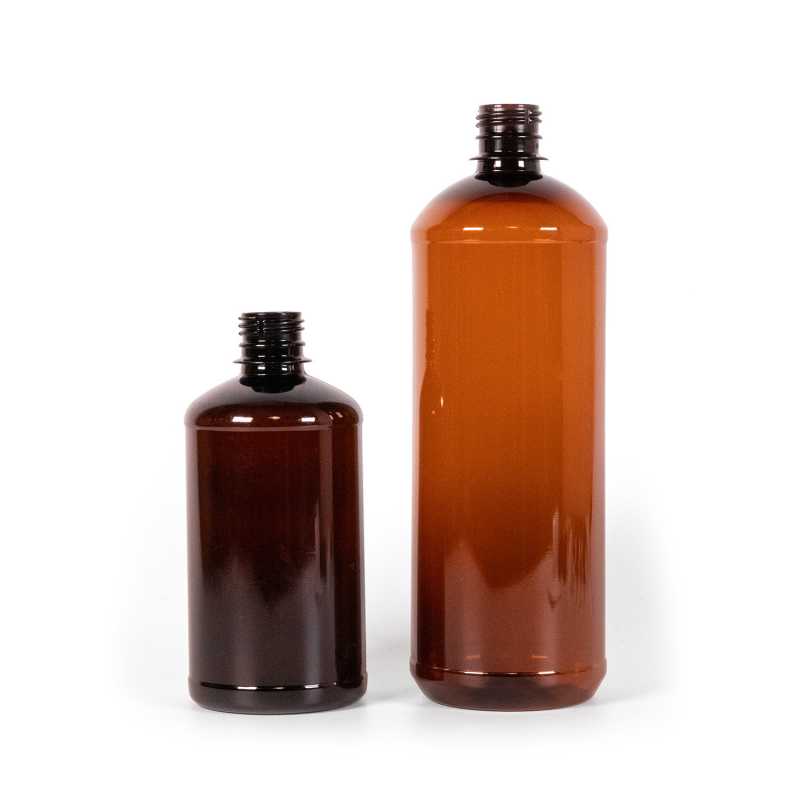 Botella de plástico marrón, 500 ml, 372 unidades