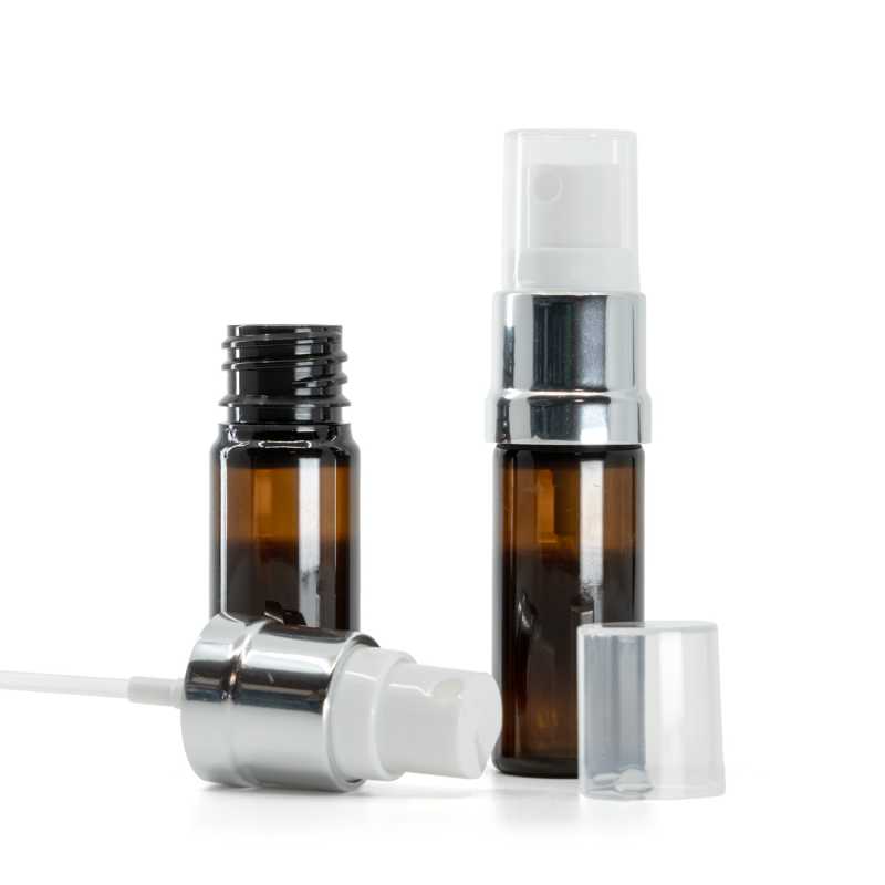 Botella de plástico, ámbar, pulverizador, 10 ml