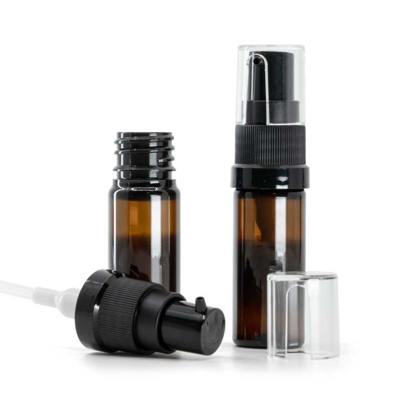 Botella de plástico ámbar, dosificador de aceite, 10 ml