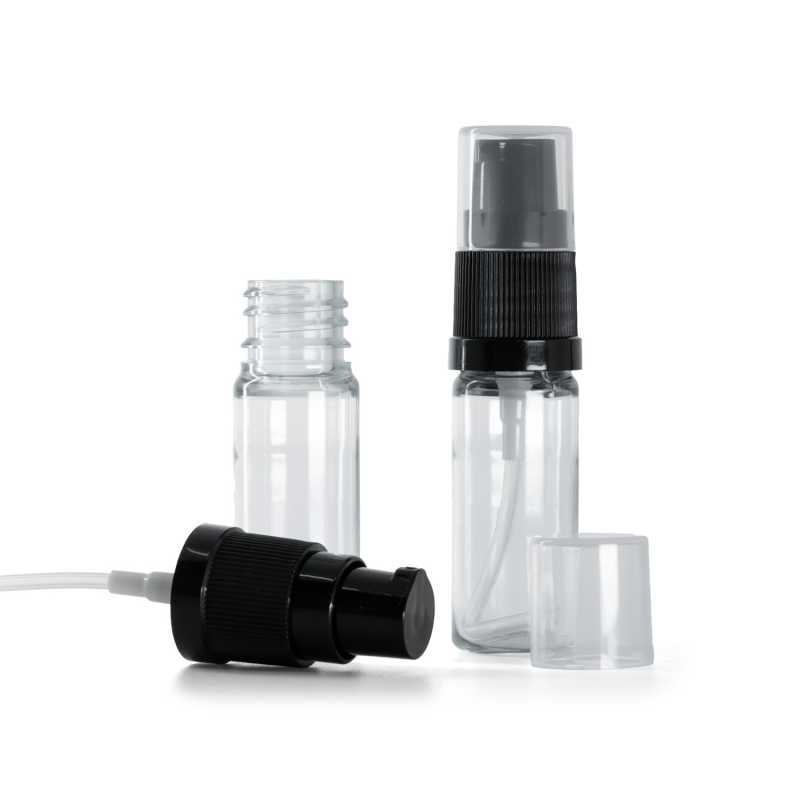 Botella de plástico, transparente, dispensador de loción negro, 10 ml