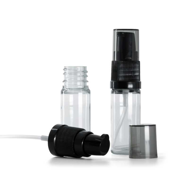 Frasco de plástico transparente, dispensador de crema con sobretapa ahumada, 10 ml