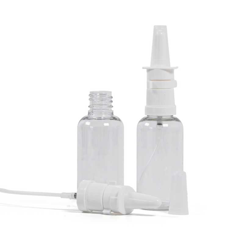 Botella de plástico, spray nasal blanco, transparente, 50 ml