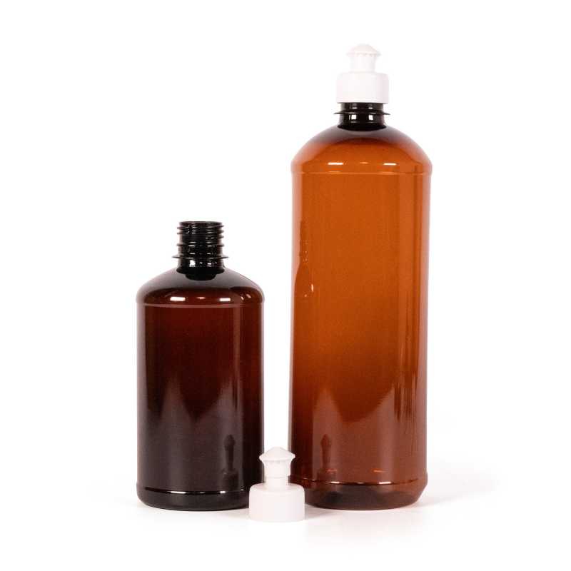 Botella de plástico, tapón push-pull blanco, 1000 ml