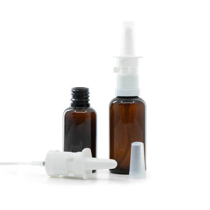 Botella de plástico, pulverizador nasal, ámbar, 30 ml