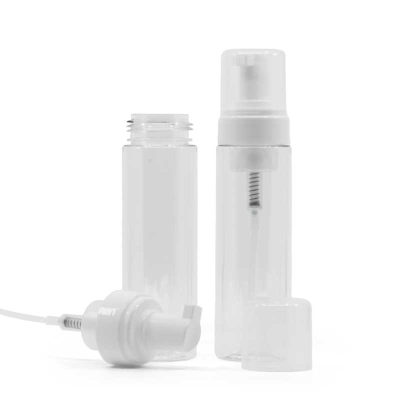 Botella con dosificador de espuma de plástico, transparente, 200 ml