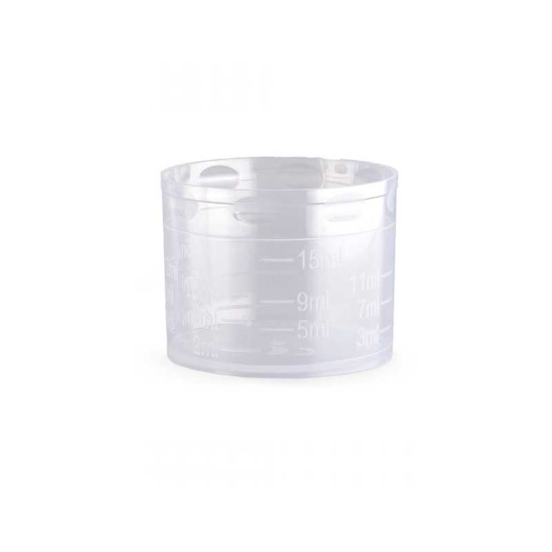 Taza medidora de plástico 28/410 para tapón de seguridad, 2-15 ml