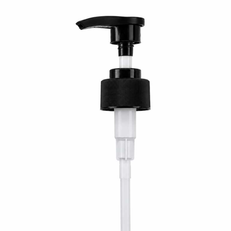 Bomba loción, plástico, negra, 28 mm, para frascos de vidrio