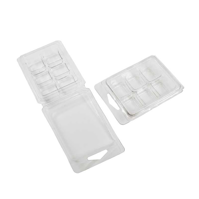 Envase plástico para ceras perfumadas, transparente, cuadrado, 10 unidades