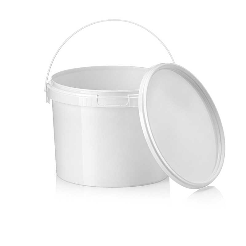 Cubo, plástico, blanco, 2600 ml, con tapa