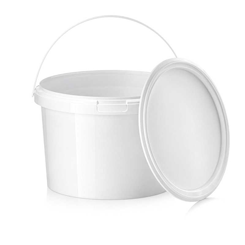 Cubo, plástico, blanco, 5000 ml, con tapa