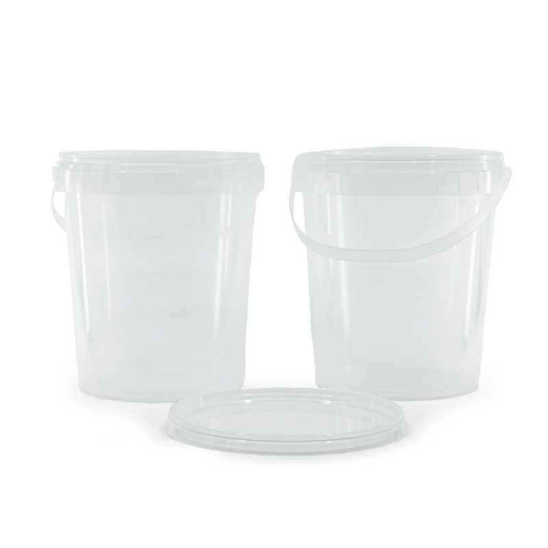 Cubo plástico transparente con tapa, 2300 ml, 50 uds