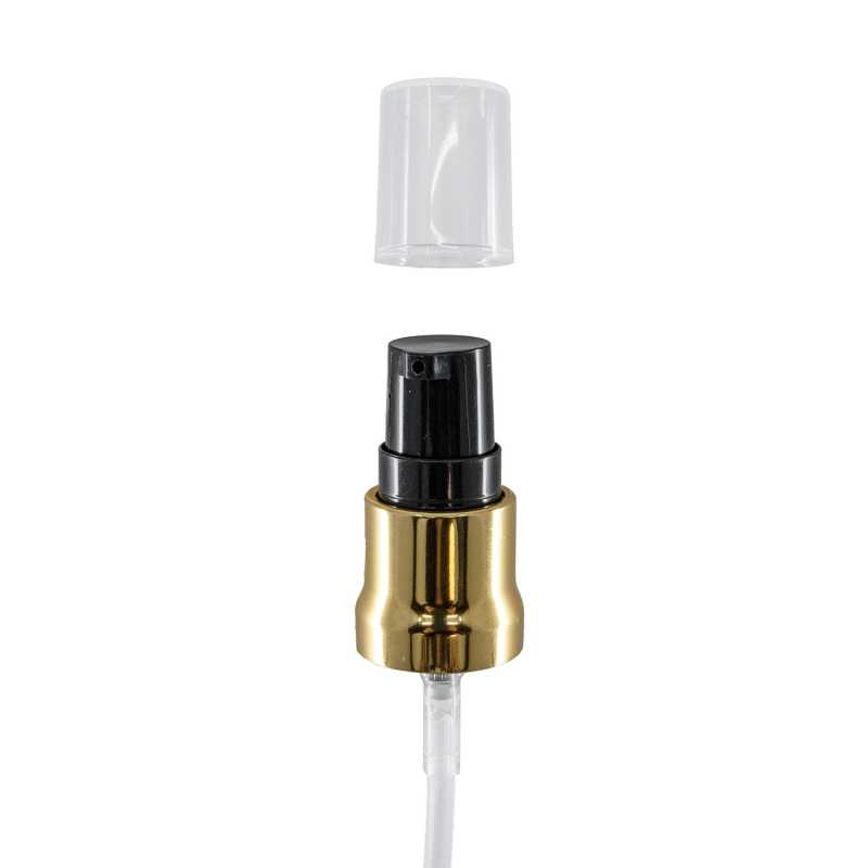 Dosificador de crema, negro-dorado brillante, tapa transparente, 18/415