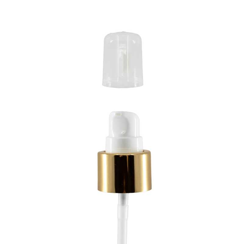 Dosificador de loción con collar, blanco, dorado brillante, 200 mm, 24/410