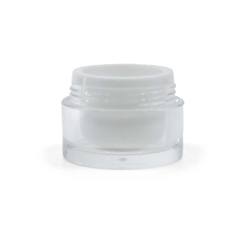 Tarro cosmético de plástico, blanco/transparente, 5 ml
