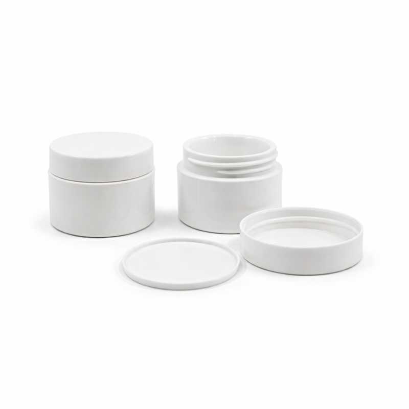 Tarro plástico, blanco, tapa plástica blanca, 30 ml