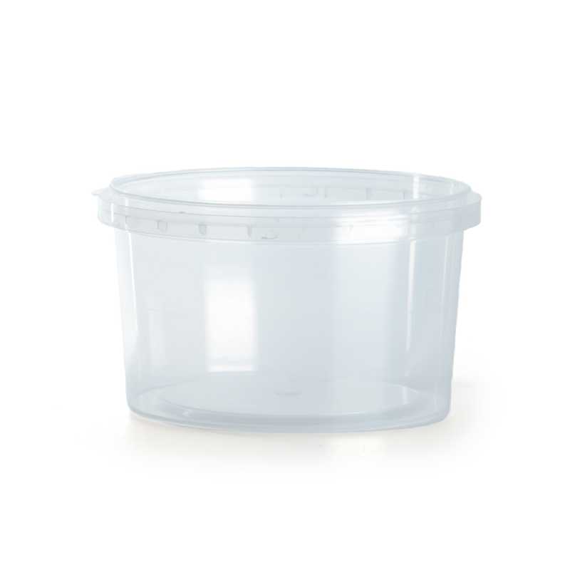 Envase de plástico, redondo, transparente, 240 ml