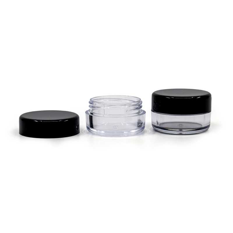 Envase, plástico, negro, tapa blanca, 5 ml