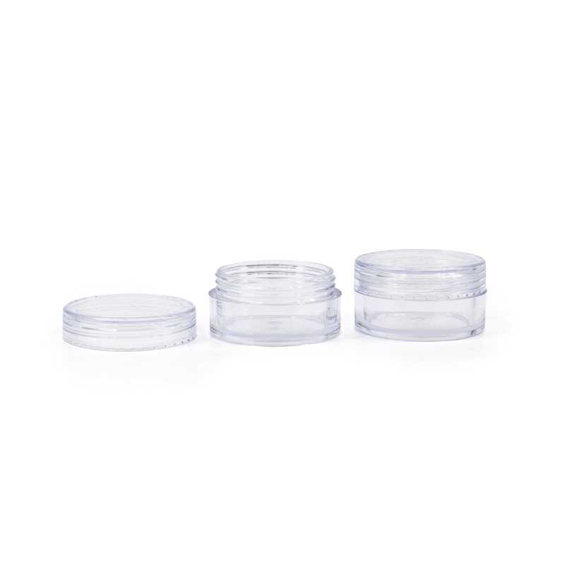Tarro plástico, transparente, tapa transparente, 10 ml
