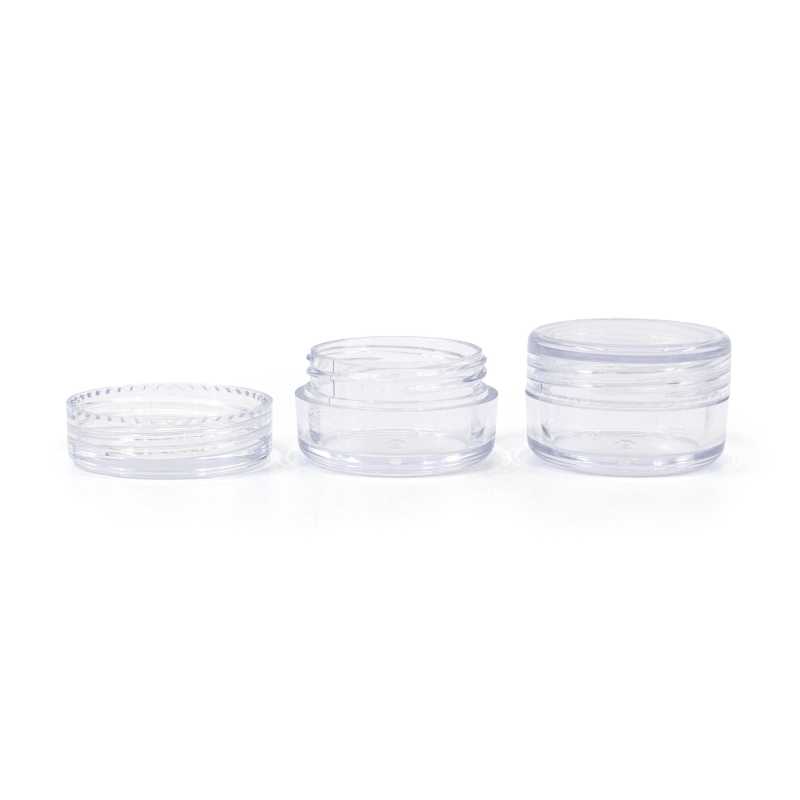 Tarro plástico, transparente, tapa transparente, 5 ml
