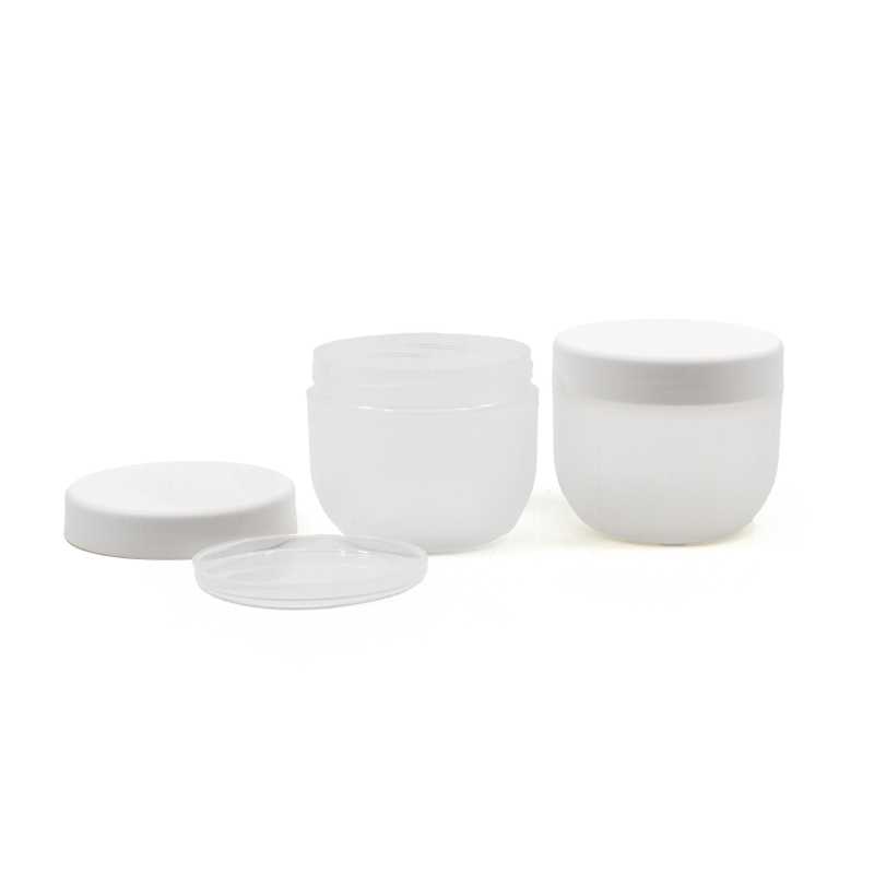 Tarro de plástico, esmerilado, tapa blanca, 200 ml