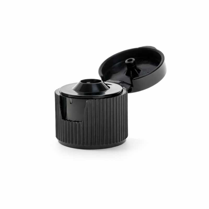 Tapa flip top de plástico negra, 18/410