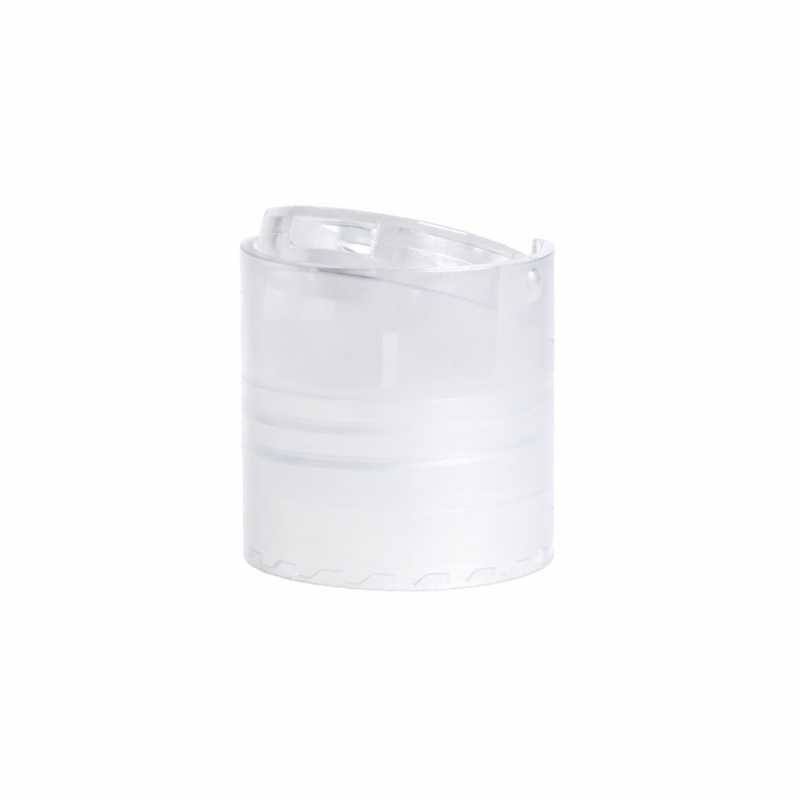 Tapón disc top de plástico transparente, 24/410
