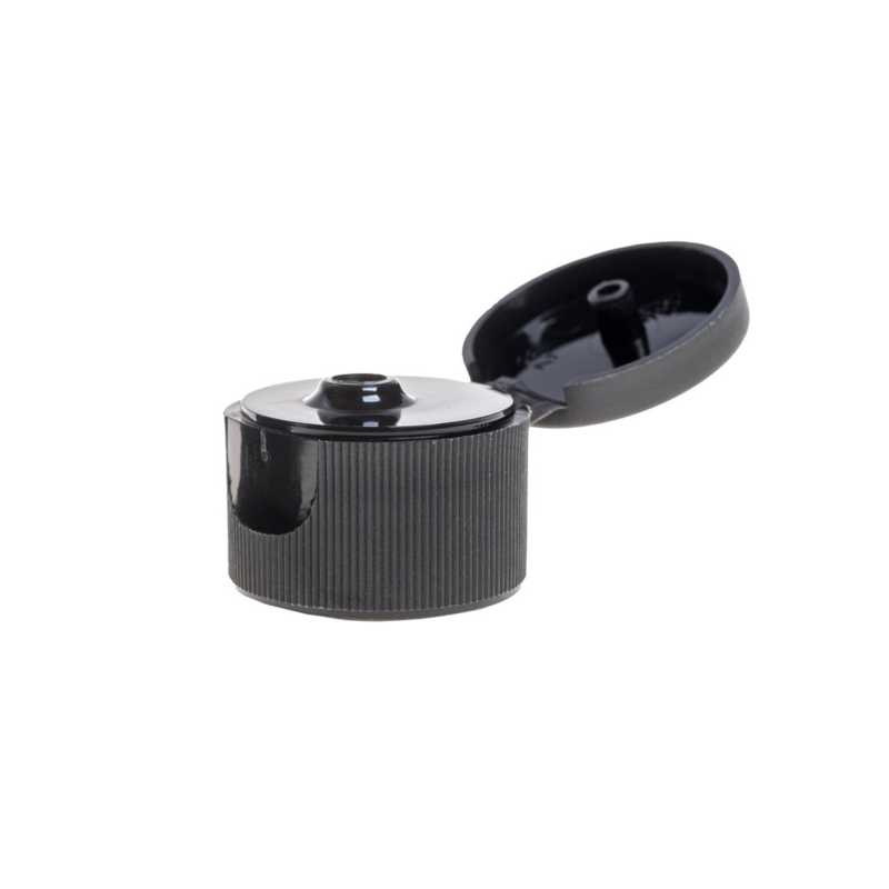 Tapón abatible plástico, negro, 24/410