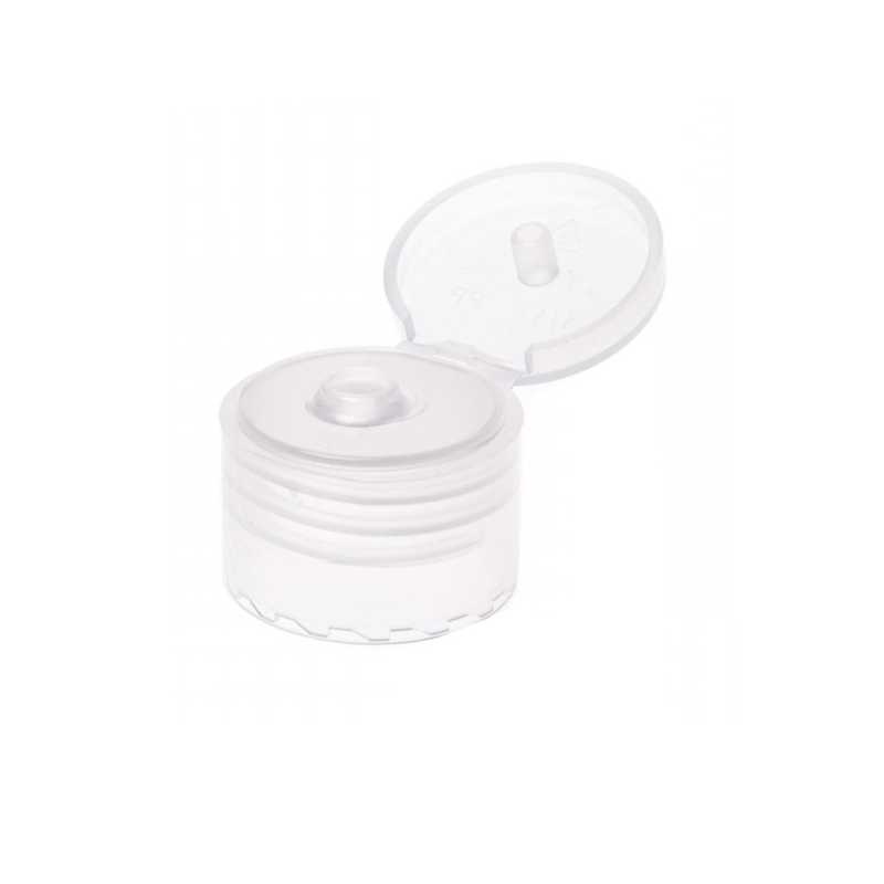 Tapa flip top de plástico transparente 24/410