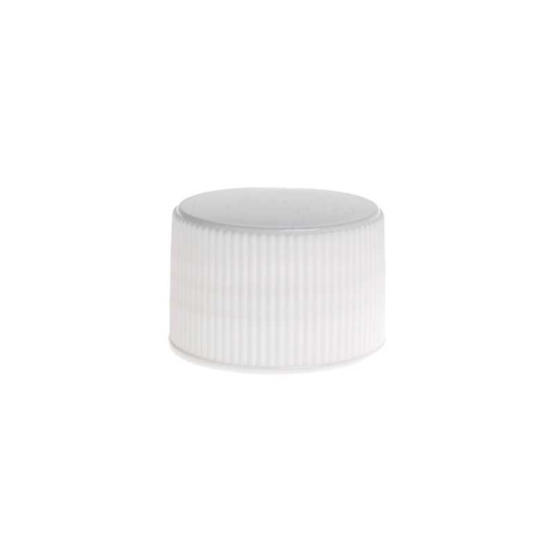 Tapón plástico, blanco, estriado, 24/410